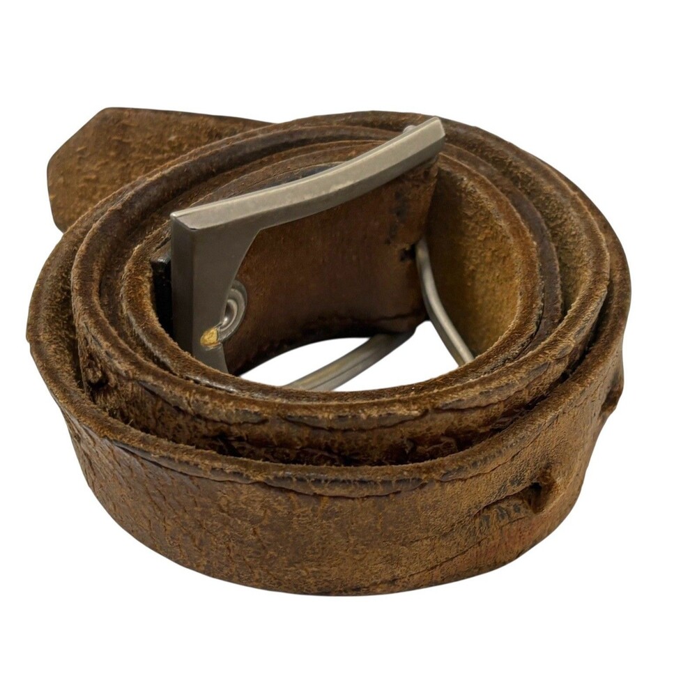 Vintage Harley Davidson Brown Leather Belt Size 32 To 36 Heavily Distressed Moto